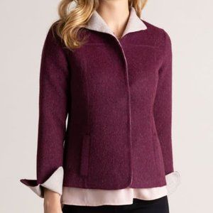 Overland Cordilla Alpaca Wool Blend Short Maroon Snap Button Coat Pocket Jacket